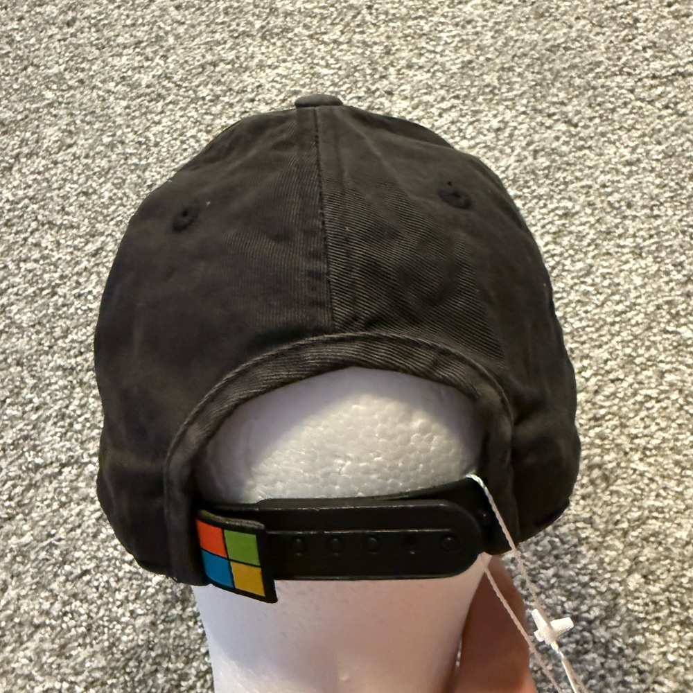 Microsoft Hat Cap StrapBack Structured Adjustable Black OS Computer Software * - Picture 4 of 9